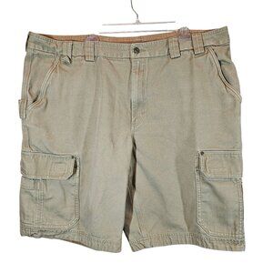 Duluth Trading Co. Mens Cargo Shorts 46 Beige 100% Cotton Rugged Hiking Vacation
